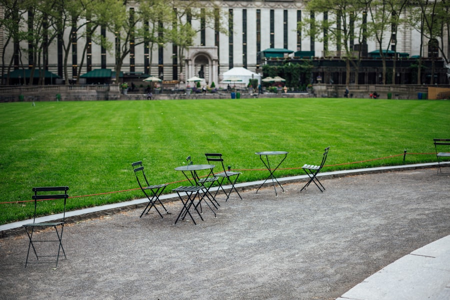 bronze grid seating installation